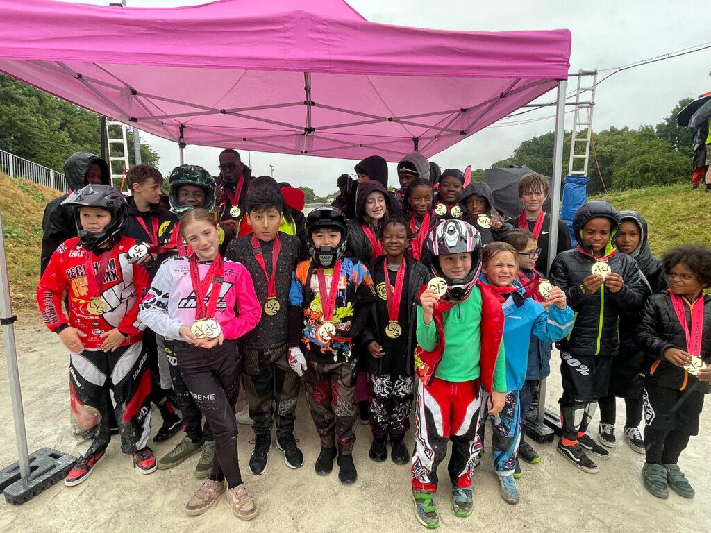 Group of athletes smiles
